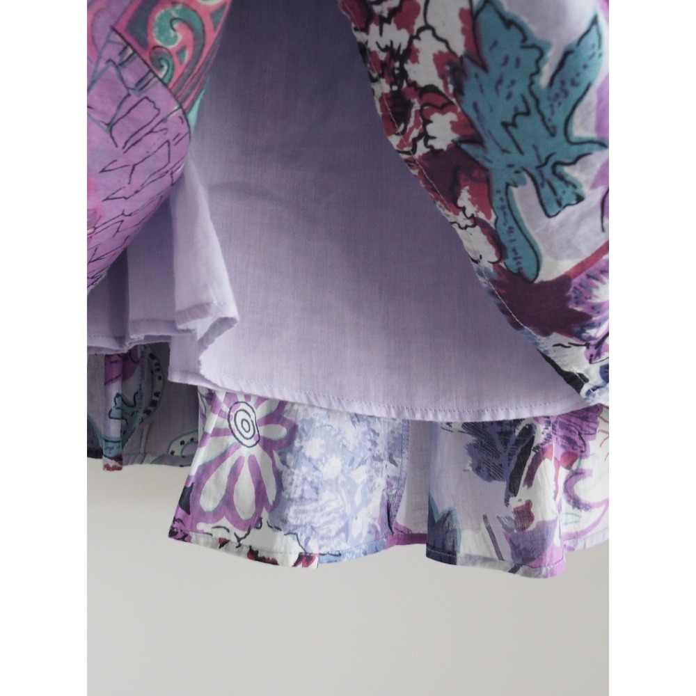Vintage Casual Studio Cotton Floral Purple Pleated Midi Skirt XL Good Lined - Picture 10 of 11